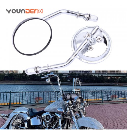 High-End Series Round Motorcycle Rearview Side Mirror , Retro Motorcycle Rearview Mirrors Motorbike Rear For Harley