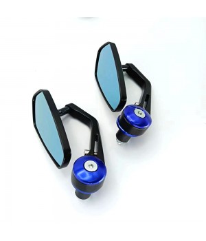 JPM Motorcycle Parts Modified High Quality Aluminum Straight rhombs Rear View mirror convex blue glass side mirror for Sale