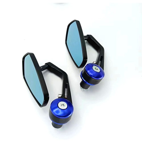 JPM Motorcycle Parts Modified High Quality Aluminum Straight rhombs Rear View mirror convex blue glass side mirror for Sale